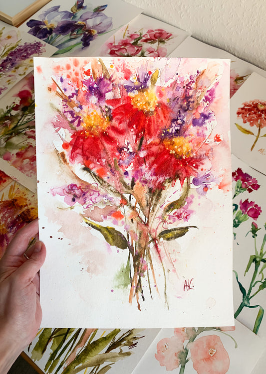 "Bursting with Life" — 12.5 x 9.2, Original Watercolor